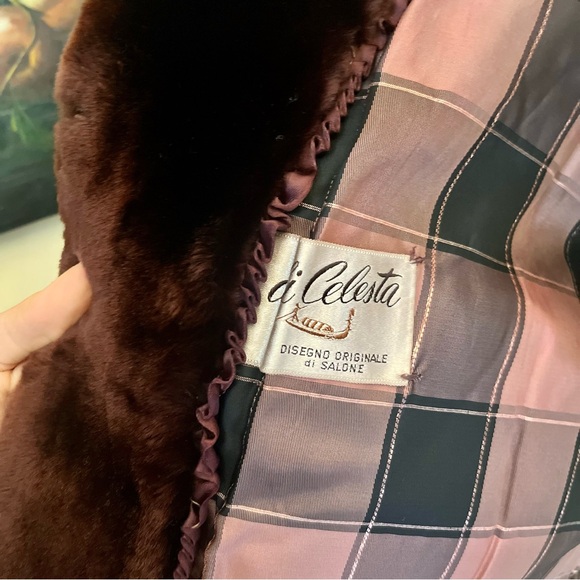 ☾ Vintage 1950’s or 1960’s Di Celesta dark brown mouton / lamb fur coat - Picture 5 of 5